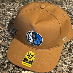 47 Brand Tan Cap with Blue and White Logo